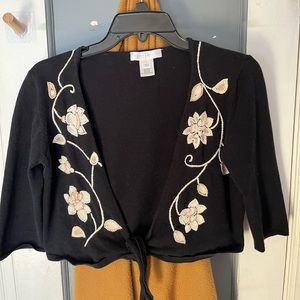 White House black market embroidered shrug. Womens size Large.